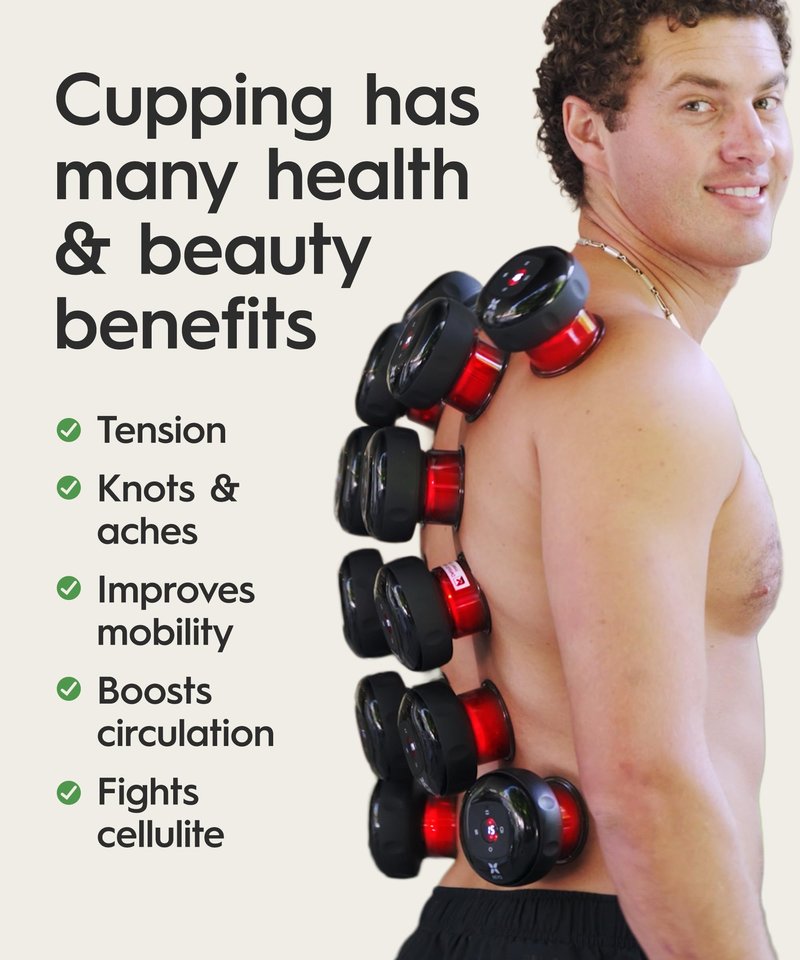 REVO The Original 4-in-1 Smart Cupping Therapy Massager, Red Light Therapy for Targeted Pain Relief, Knots, Aches, Muscle Soreness, Circulation & Tighter Skin, Portable Cupping Kit