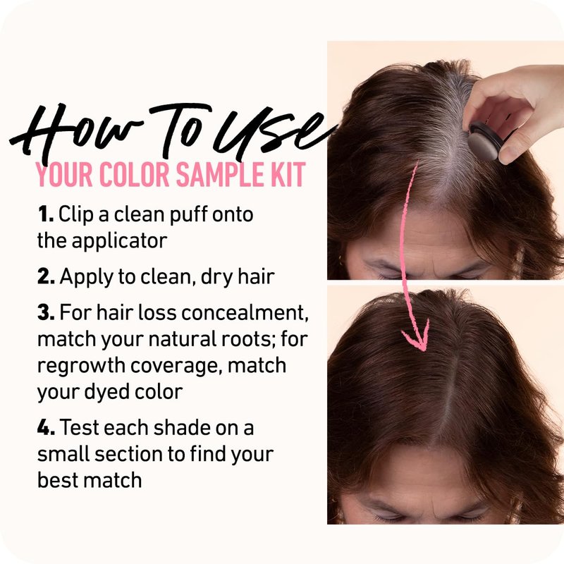 BOLDIFY Hairline Powder Color Sample Kit - Water-Resistant Root Touch Up Hair Color for Gray Coverage - 24-Hour Stain-Proof, Mess-Free Hair Powder for Thinning Hair - Dark Browns + Black