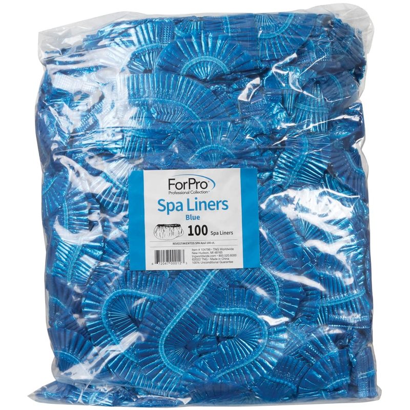 ForPro Professional Collection Disposable Pedicure Spa Liners - Fit All Spas, Blue, 100-Count