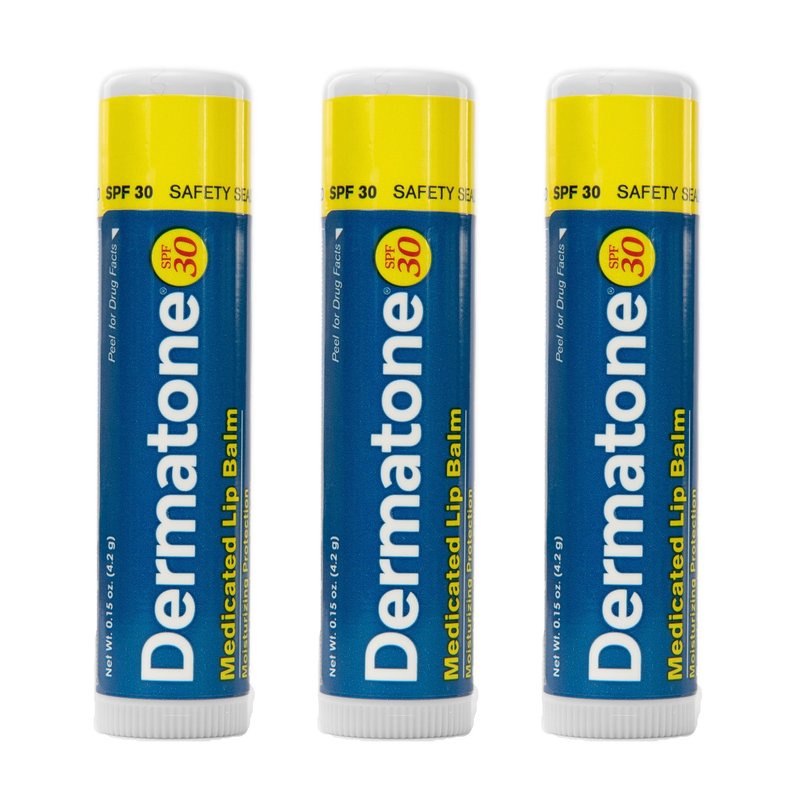 Dermatone Original Medicated Lip Balm | Soothing & Moisturizing | Cocoa Butter, Aloe, Vitamin E | Heal & Repair Dry Chapped Lips | SPF30 | 3-Pack, 0.15oz sticks