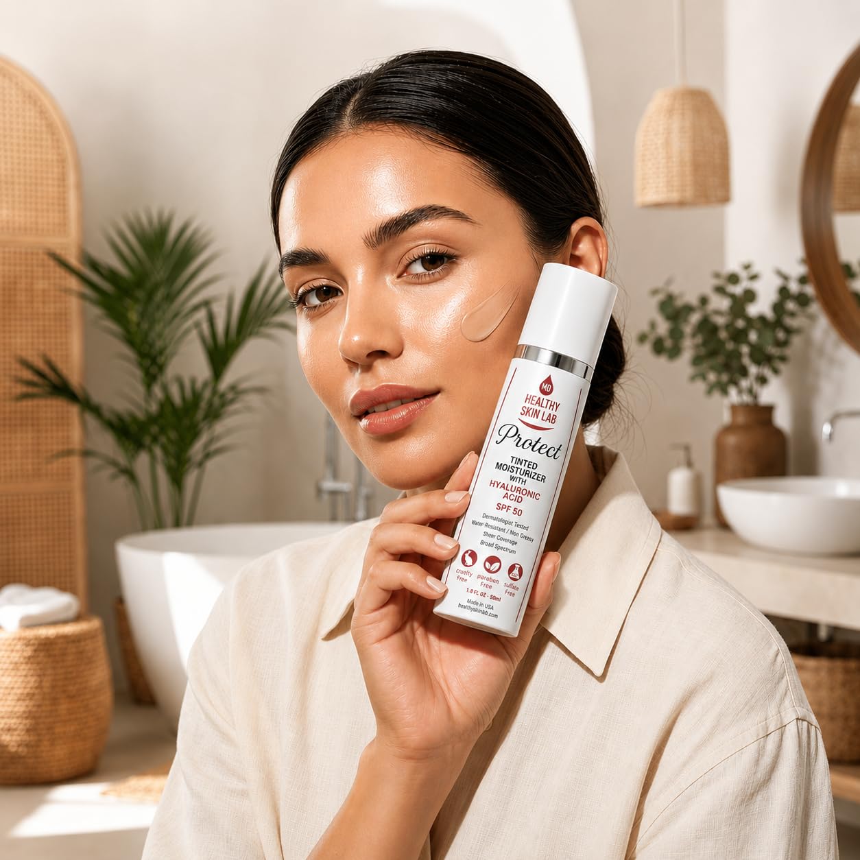Healthy Skin Lab Protect Tinted Moisturizer SPF 50, Sheer Universal Tint, Lightweight Hydrating Mineral Sunscreen for Face, Hyaluronic Acid, Broad Spectrum Daily SPF, Dermatologist Tested, 1.8 oz