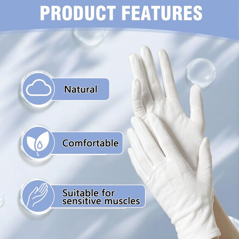 36PCS White Cotton Gloves for Hand Repair, 100% Cotton Sleeping Moisturizing Gloves for Women Dry Hands, White Glove for Eczema Relief, Spa Care, Jewellery Inspection - One Size Fits Most