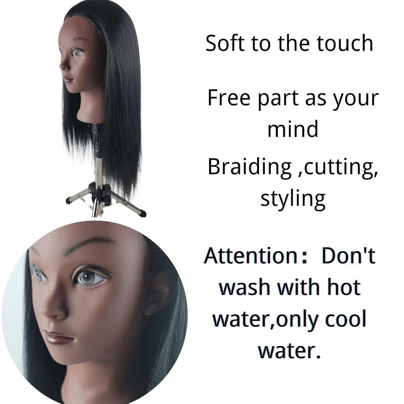 Practice Hair Mannequin Head - Yaki Texture for Braiding & Hairstyling | Perfect for Kids