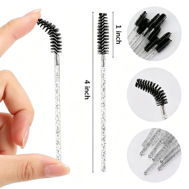 Elisel 300 PCS Disposable Mascara Brushes Crystal Eyelash Brushes Mascara Wands Applicator Eyelash Extensions Makeup Tools Eyebrow Brush (Black)