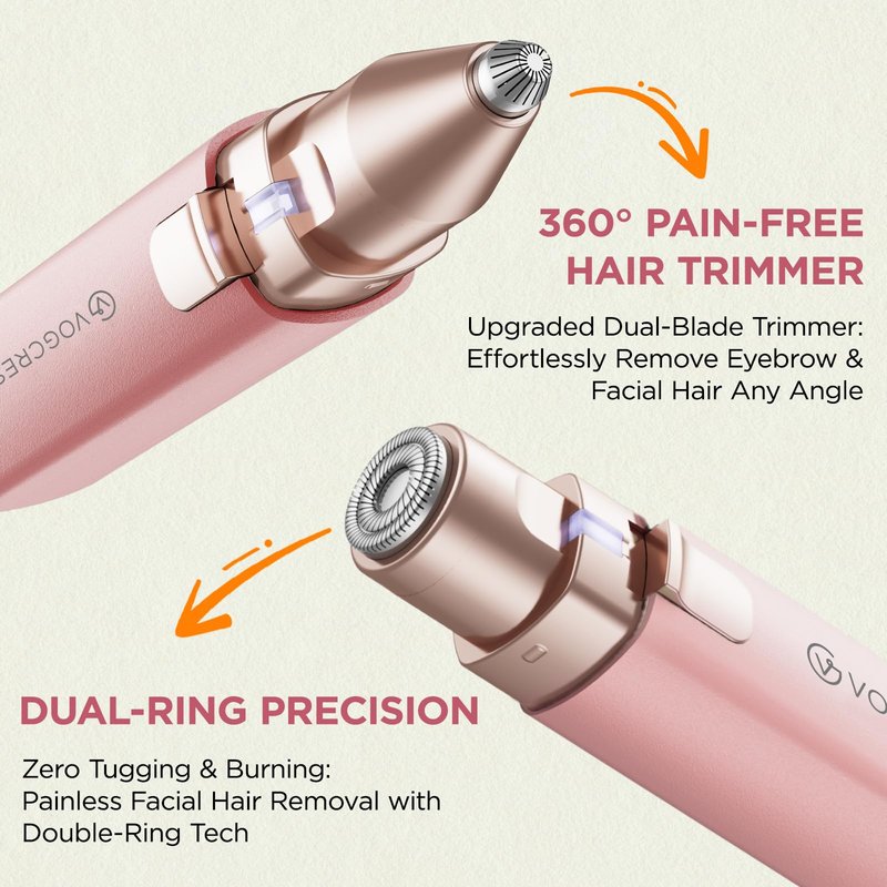 Rechargeable Facial Hair Remover for Women: 2 in 1 Electric Eyebrow and Facial Hair Remover - Suitable for Middle-aged Women’s Eyebrow, Chin, and Cheek Trimming - with Built-in LED Light(Pink)
