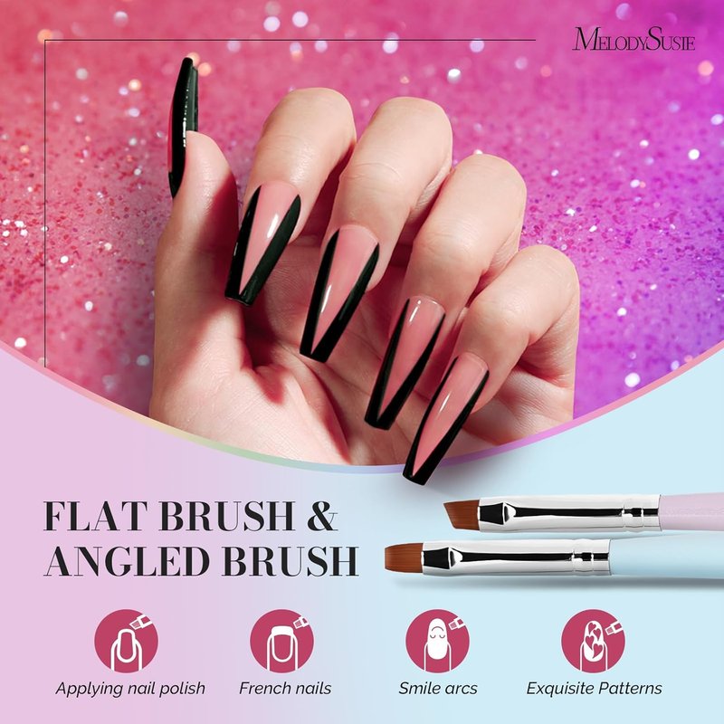 MelodySusie Nail Art Brushes Set - 6-Piece Professional Design Tools for DIY Salon Use | Includes Gel, Polish, Liner & Dotting Brushes