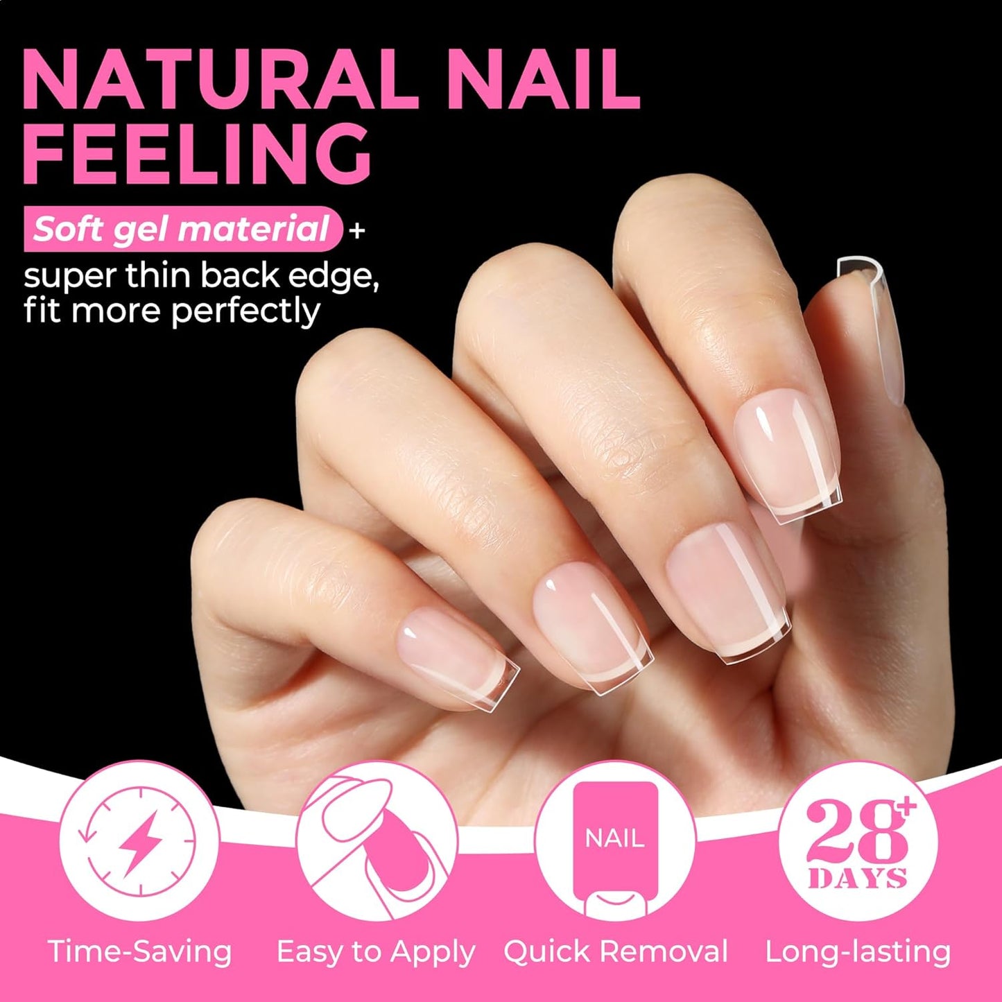 UNA GELLA Extra Short Coffin Nail Tips - 216pcs Full Cover Acrylic Press-On Nails | 12 Sizes Available