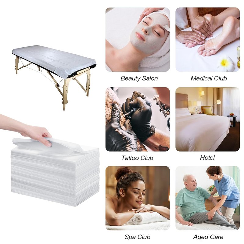 Skiennix Disposable Massage Table Sheets - 200 Pcs Non-Woven Fabric Covers | 31''x71'' White