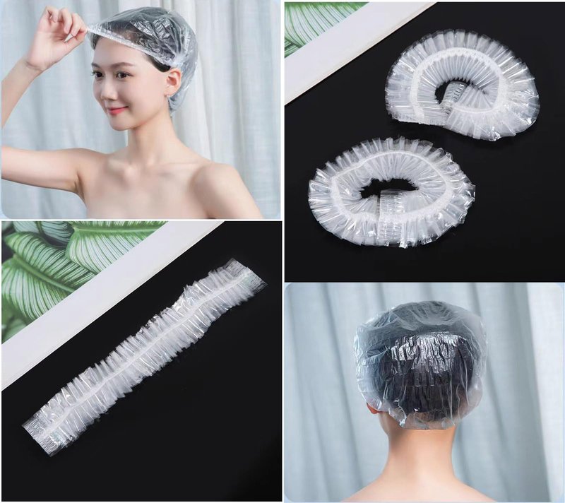 200 PCS Disposable Shower Caps Plastic Clear Hair Cap Elastic Waterproof Hair Bath Caps Thickening Shower Cap for Women Men Kids Girls Hotel and Hair Salon Travel Spa Home Use Beauty Salon Accessories