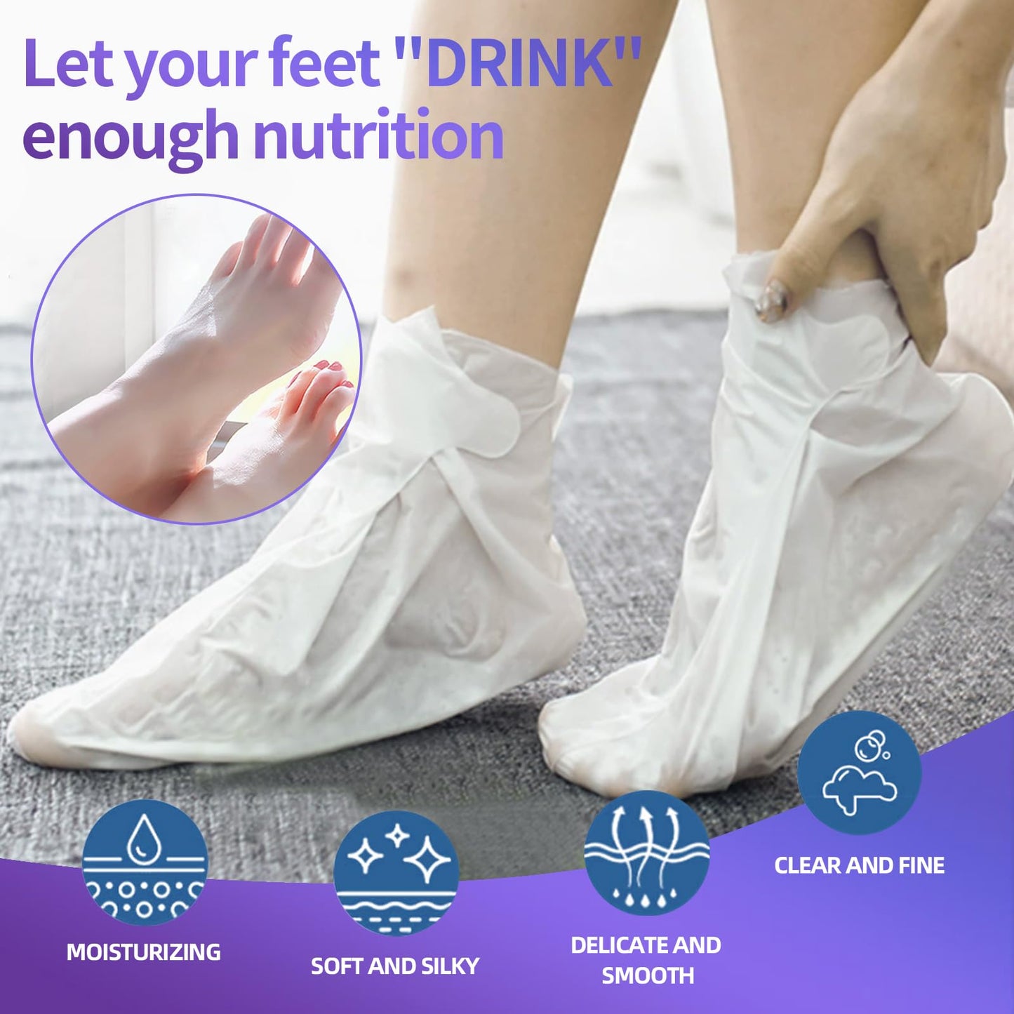 18 Pack Moisturizing Foot Mask, Hydrating Foot Masks for Dry Cracked Feet, Moisturizing Socks Dry Skin Moisturizer for Soft and Smooth Touch Feet, Foot Care Spa Gifts for Women Men Fathers Day Gift