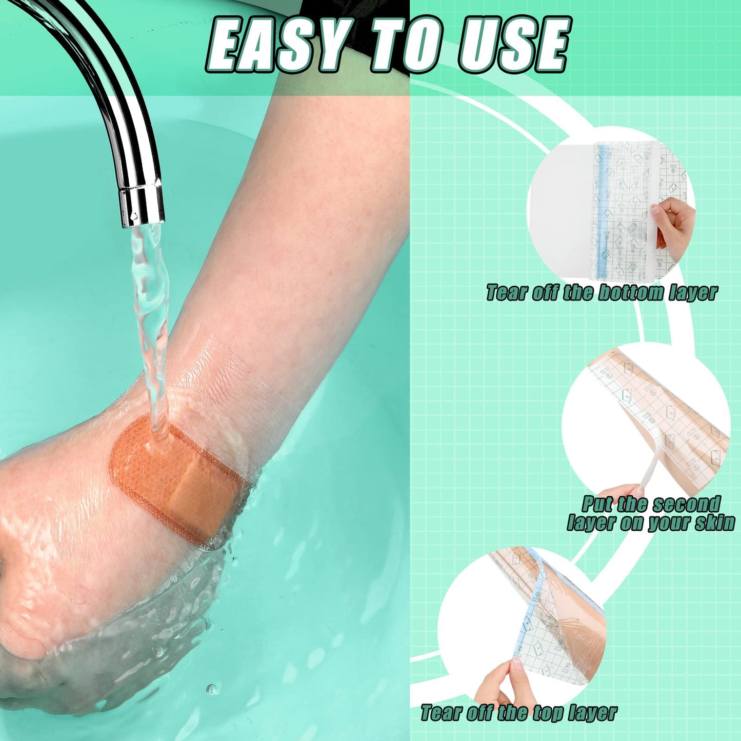 36 Pcs Tattoo Aftercare Bandage Waterproof Transparent Film Dressing Adhesive Second Skin Patches for Swimming, Showering, Wounds, Post Surgical Shower(8 x 10 Inches)