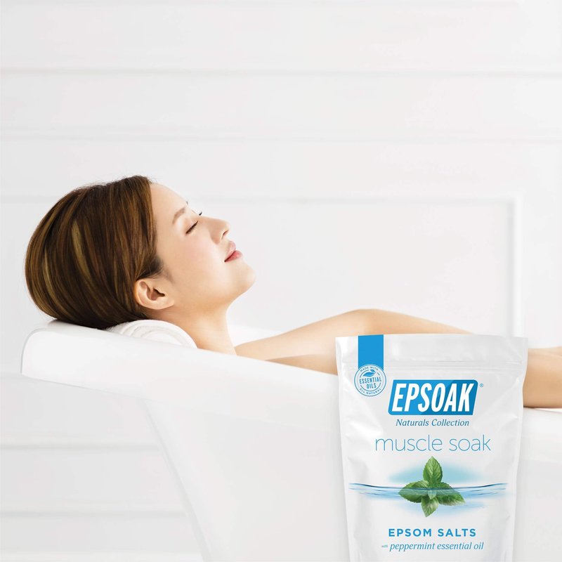 Epsoak Muscle Soak 2 lb. USP Magnesium Sulfate with Peppermint Scent Resealable Epsom Salt Bag, Made in The USA, Cruelty-Free Certified