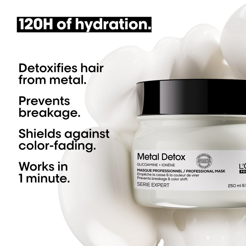 L'Oréal Professionnel Paris Metal Detox Hair Mask - Hydrating Mask For Dull & Brittle Hair, Prevents Damage & Color Fading