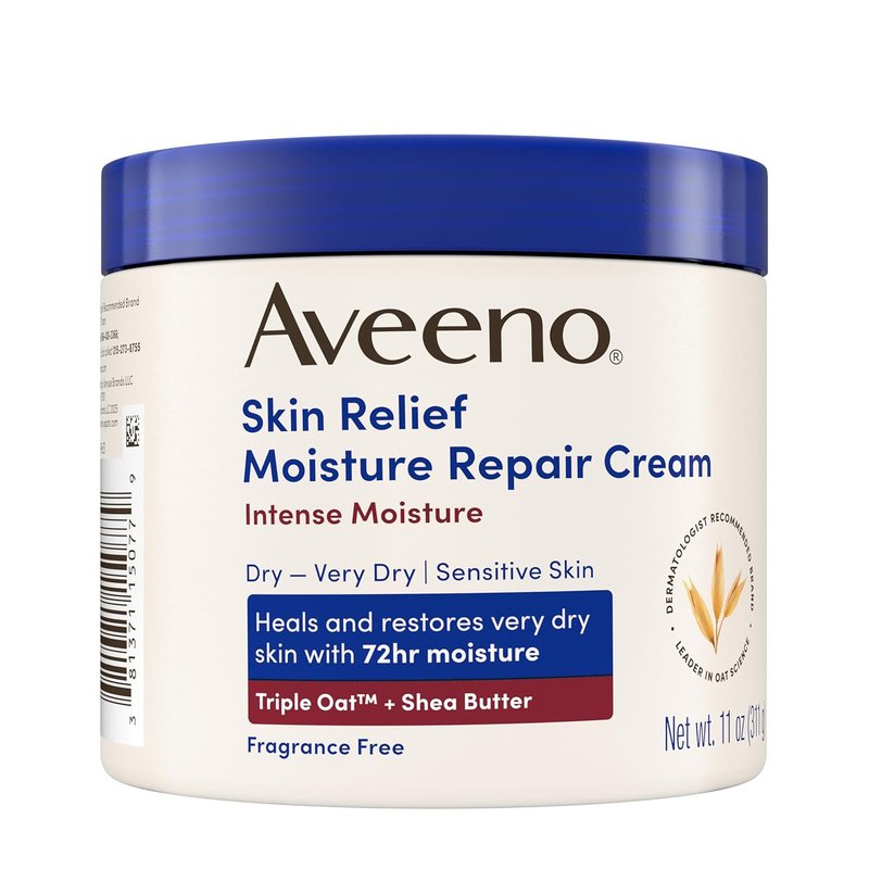 Aveeno Skin Relief Body Cream - Intense Moisture Repair with Triple Oat & Shea Butter | Fragrance-Free, 11 oz
