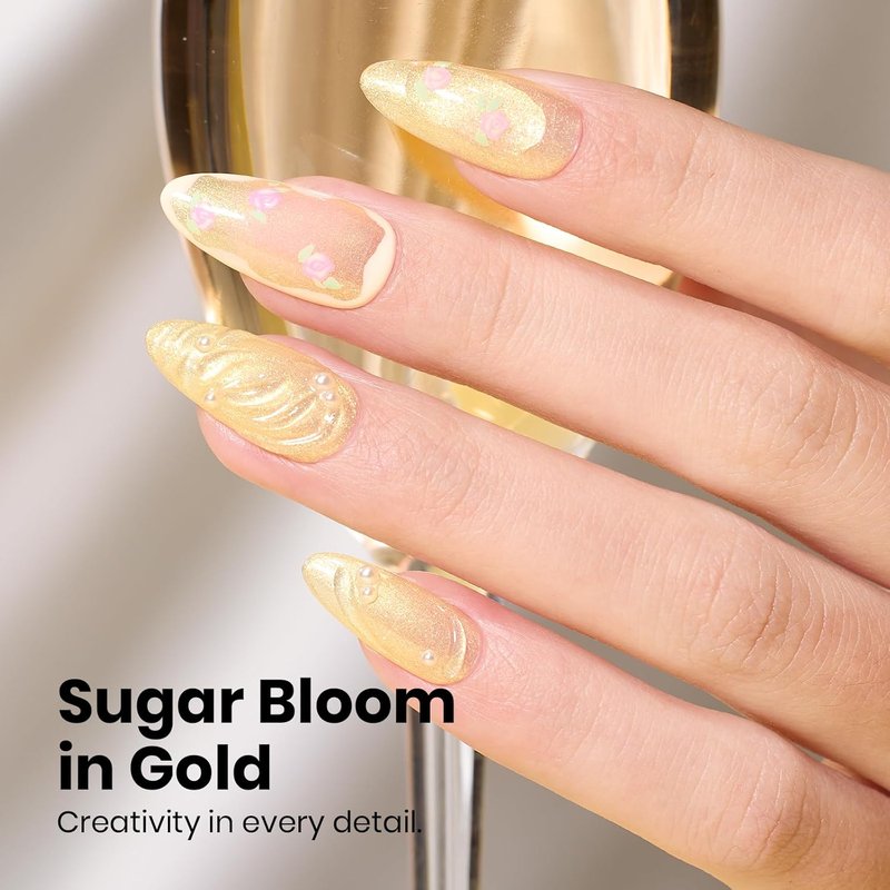 Beetles Yellow Gel Nail Polish - Shimmer Glitter Butter Yellow | 15ML Pastel Creamy Soak Off UV LED Nail Color for Home Salon