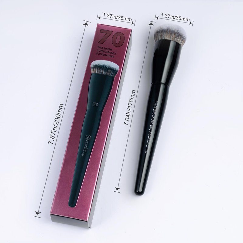 Professional Super Dense Foundation Buffing Brush 70, Black Handle with Soft Short Bristles for Powder and Liquid Makeup Application