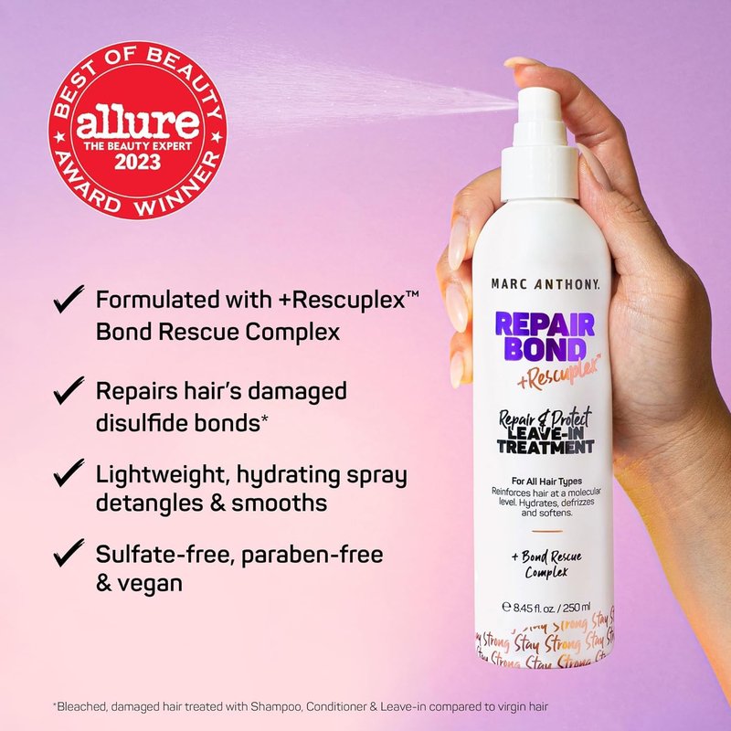 Marc Anthony Bond Repair Leave In Hair Conditioner Treatment for Dry & Damaged Hair, Repair Bond - Treatment & Deep Conditioning Moisturizer Reduces Breakage & Flyaways - Fights & Reduces Frizz