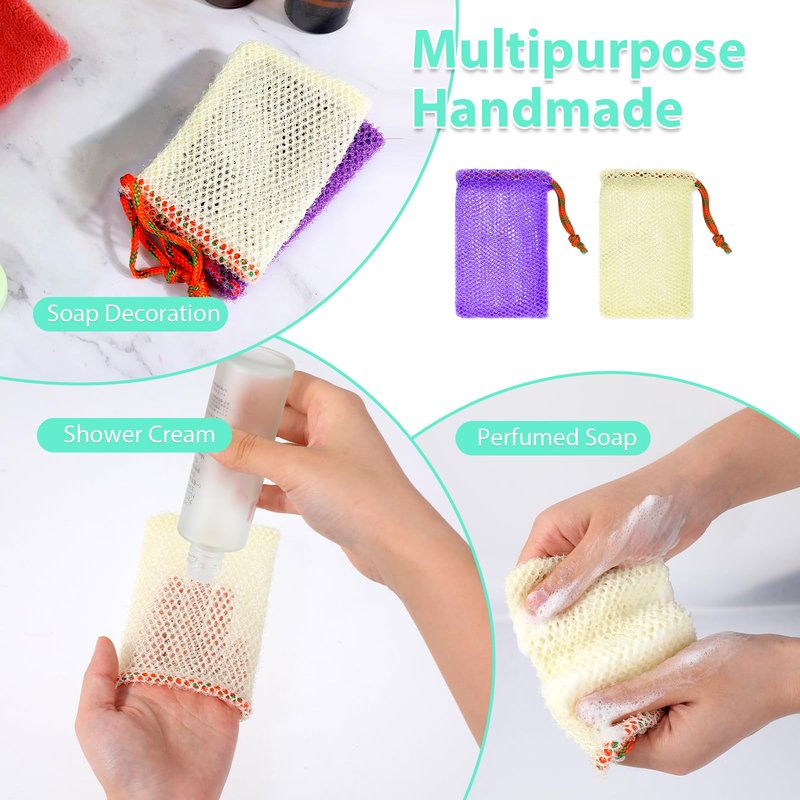 2 Pack Soap Bags Soap Savers for Bar Soaps Exfoliating Net Mesh for Shower Holder Shampoo Bar Pouch Mesh Foaming Bag for Bath and Shower(2 Colors, 5.5 x 3.5 In)