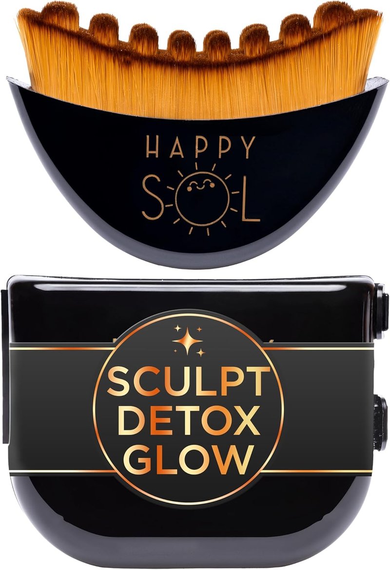 Happy Sol Lymphatic Contour Face Brush for Lymphatic Drainage, Dry Brushing Tool for Puffiness and Glow, Effective Bristles with Ergonomic Handheld Design, Compact Travel Size Cleansing Brush