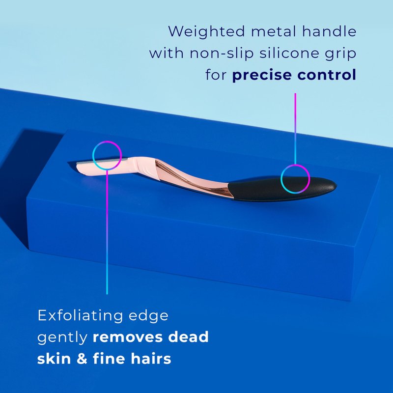 Schick Hydro Silk Dermaplaning Wand, Dermaplaning Tool for Face | Dermaplane Razor for Women Face, Eyebrow Razor, Peach Fuzz Remover, Includes 1 Weighted Metal Handle with 3 Refill Blades