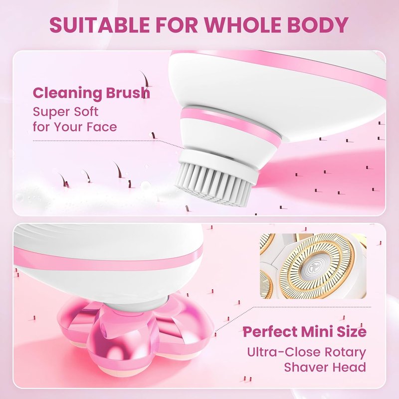 Electric Razors for Women - Cordless Painless Hair Remover for Legs, Bikini & Face | Waterproof & Detachable Cherry Trimmer