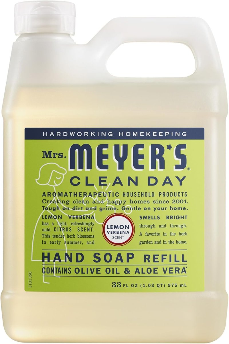 Mrs. Meyer's Clean Day Hand Soap Refill - Lemon Verbena Scent | 33 Fl Oz Bottle