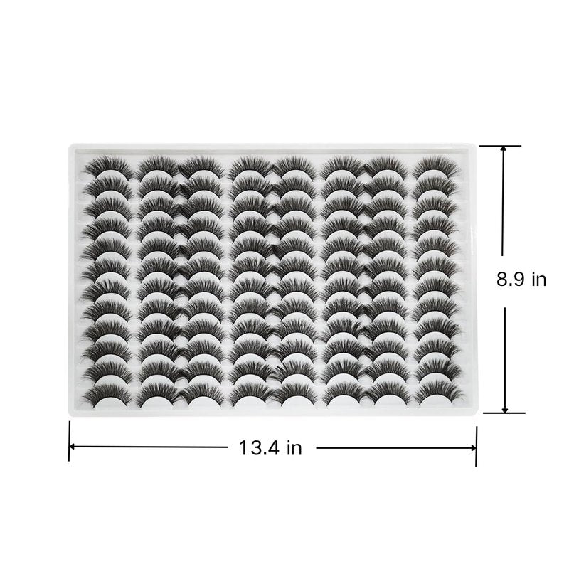 Azenlo False Eyelashes 48 Pairs Faux Mink Lashes 14mm Wispy Lashes 3D Fluffy Cat Eye Lashes Pack Bulk Wholesale Strip Lashes(style 48-045)