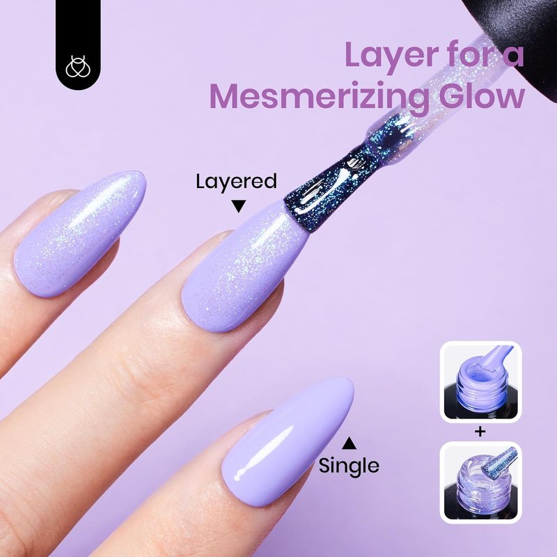 Beetles Glitter Gel Nail Polish - Purple Jelly Shimmer | 15ML Soak Off Translucent Effect for Stunning Manicures