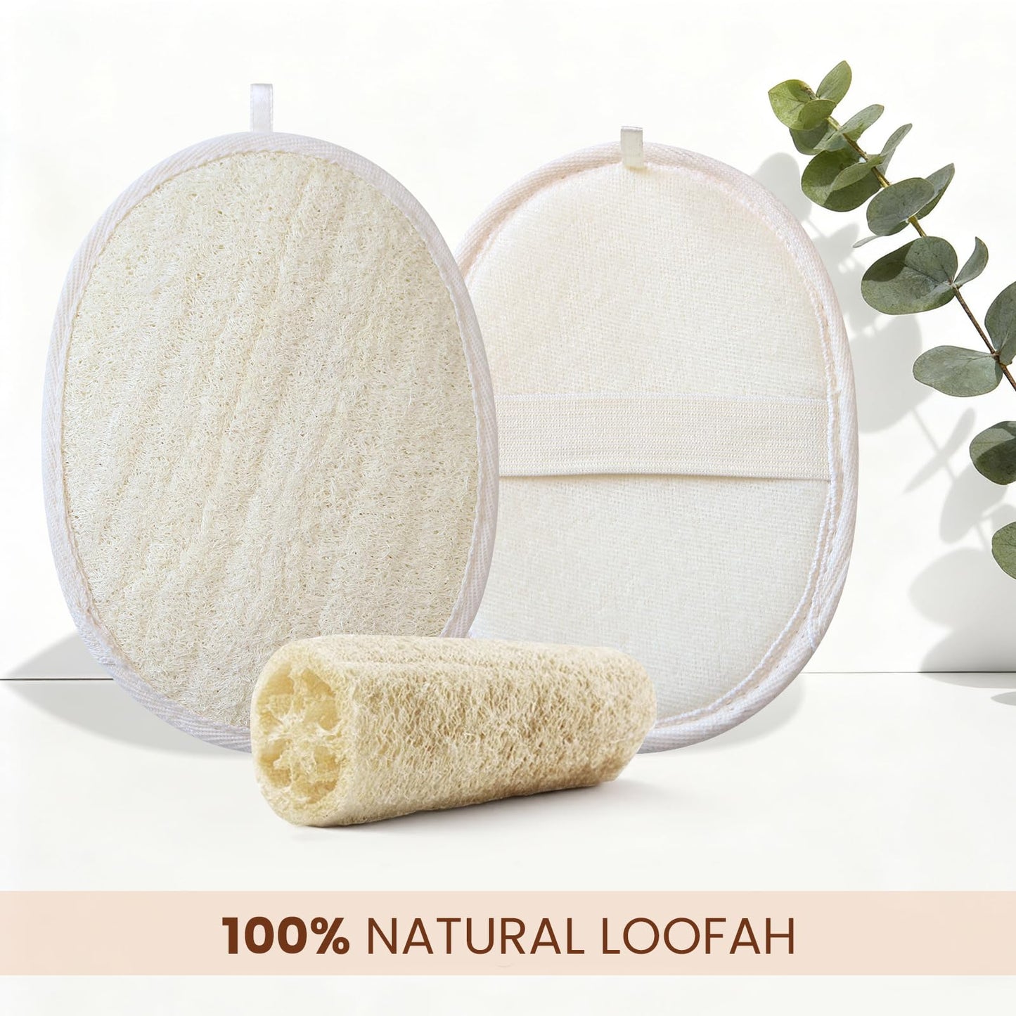 LUOMRTAN 3 Pieces Natural Luffa Exfoliating, Body Scrubbers for Shower & Bath, for Face and Body that Gets You Clean