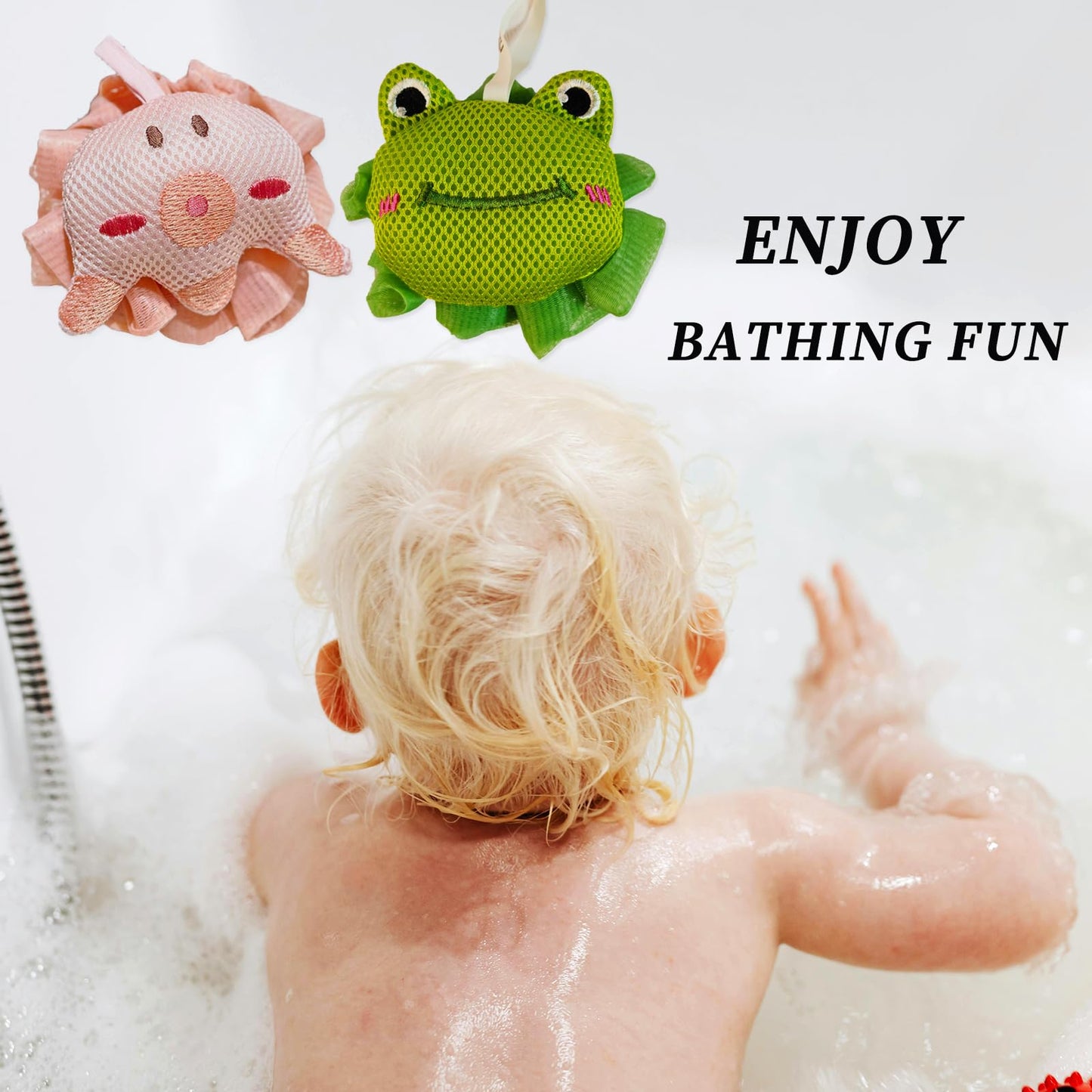 Shower Loofah Sponges for Kids,Frog and Octopus Shape Toddler Bath Exfoliating Body Scrubber Mesh Loofahs Sponge[2 Pack],Luffa Designed specifically for Babies, Women, Boys, and Girls