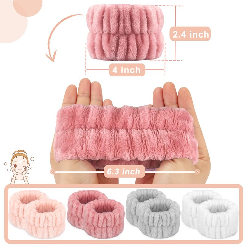 Crosize 8 Pcs Microfiber Wrist Bands for Washing Face, Women's Absorbent Face Washing Wristbands, Prevent Water from Spilling Down Your Arms