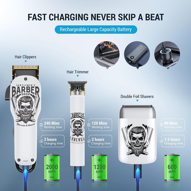 BESTBOMG® Hair Clippers - Professional Beard Trimmer Kit with Ceramic T-Blade | Ideal for Barbers & Gifts