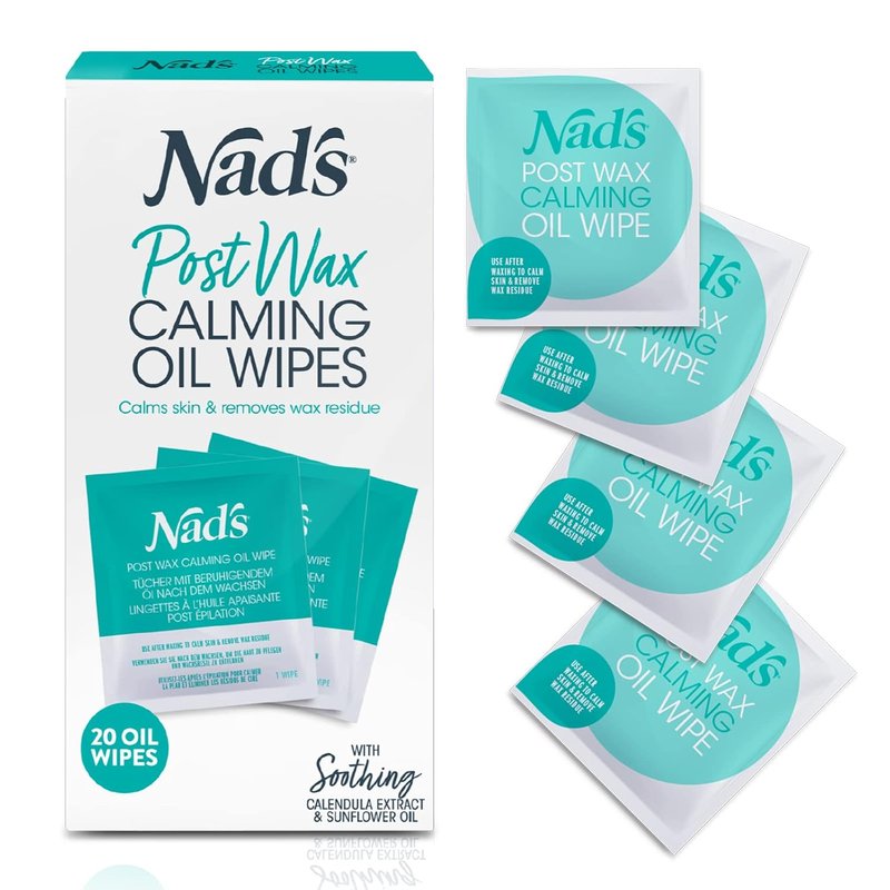 Nad's Post Wax Calming Oil Wipes - Soothing After Wax Remover, 20 Wipes Refill Pack