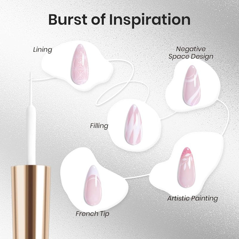 Beetles Gel Polish | Classic White Swirl Nail Art Gel Liner - 7ml for Thin French Tips