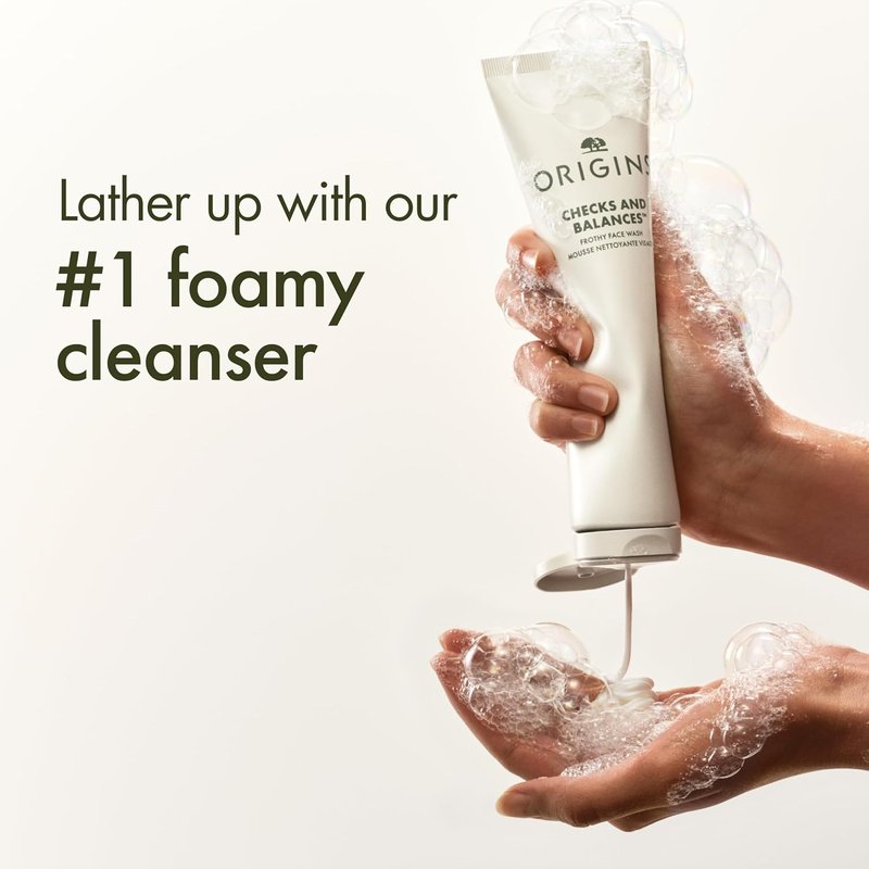Foaming Facial Cleanser - Origins Checks and Balances Frothy Face Wash for All Skin Types | Gentle & Refreshing