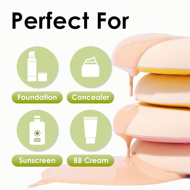 Cool-Angle Makeup Sponge Set - 5 Latex-Free Blenders for Flawless Foundation & Concealer | Green, Medium