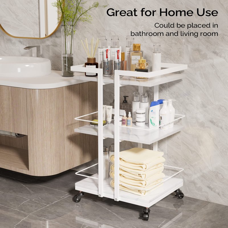 Esthetician Cart with Wheels Salon Rolling Trolley, Mobile Storage Organizer for Beauty Spa Cosmetology Massage, Tattoo Manicure Facial Tool Holder Station, White