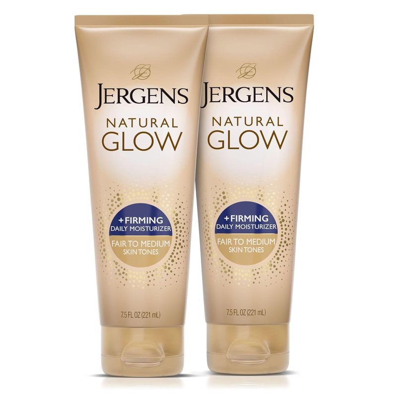 Jergens Natural Glow Self Tanner Lotion - Firming Moisturizer for Fair to Medium Skin Tone | 7.5 Fl Oz (Pack of 2)