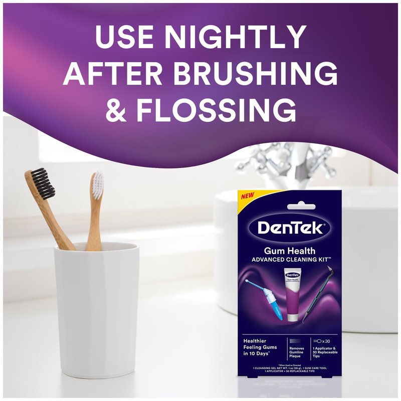 Dentek Gum Health Advanced Cleaning Kit, Oral Care Hygiene Kit with Gum Stimulator Tool & Cleanser and Plaque Scraper for Teeth, Dental Tools for Clean & Healthy Gums