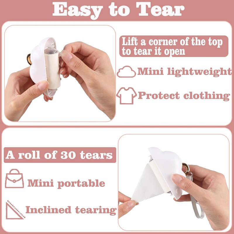 Mini Travel Lint Roller - Reusable Pet Hair Remover with 150 Refillable Sheets | Compact White Design
