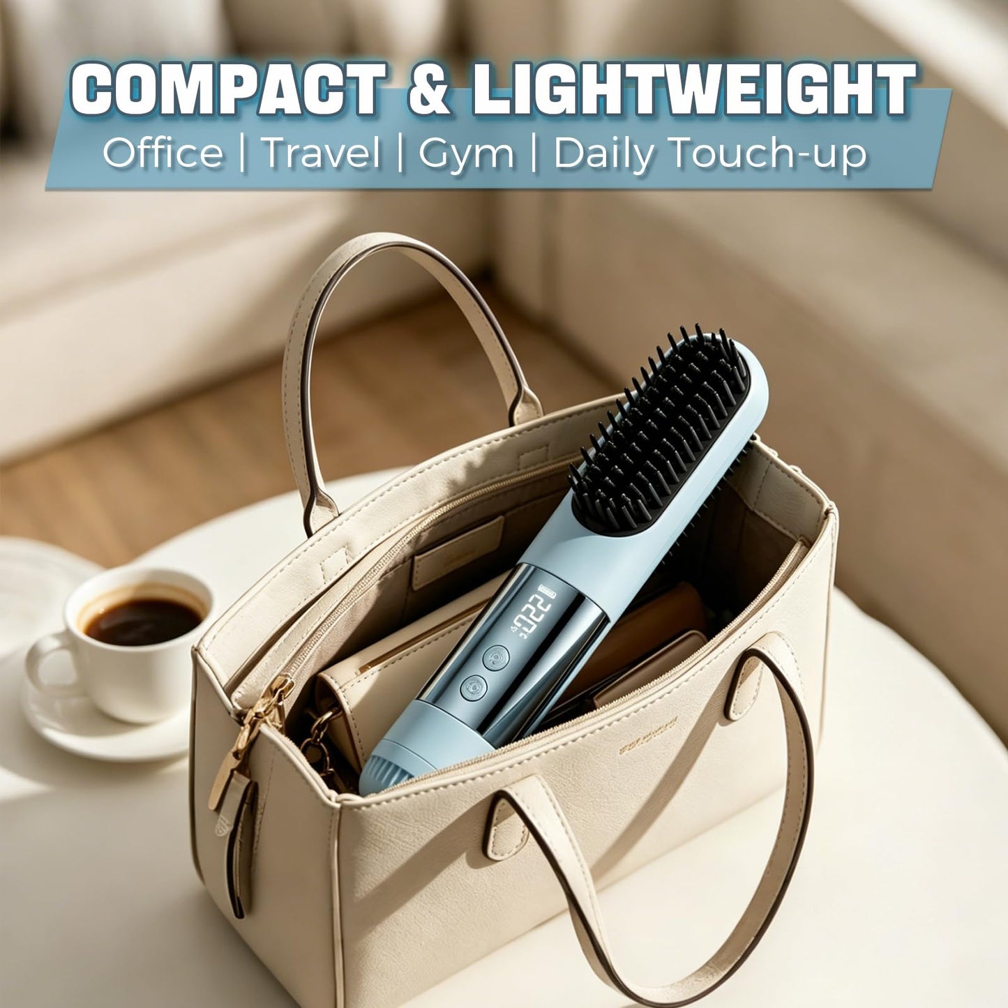 sniqafo Upgraded Go Brush Pro, 3 Heat Settings for All Hair Types, 30s Fast Heat, Ionic & Ceramic Care, Cold Air Mode On The Back, 2500mAh USB-C,2026 Rechargeable Straightening Brush