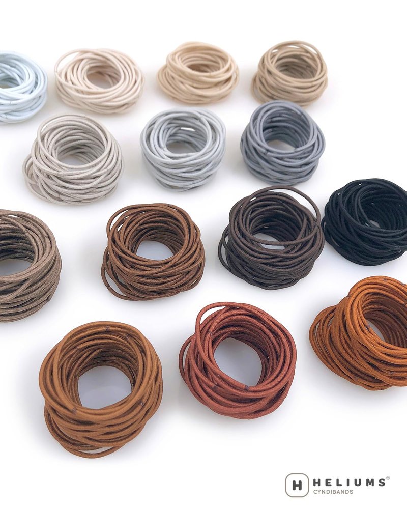 Heliums Thin Hair Elastics - Copper 2mm Ties for No Damage Ponytails | 40 Count, Medium Hold