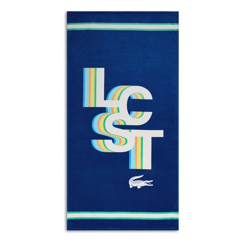 Lacoste 100% Cotton Large Beach Towel, Ultra-Absorbent & Fast-Drying, Machine Washable, LCST Playful Letters, 36" W x 72" L