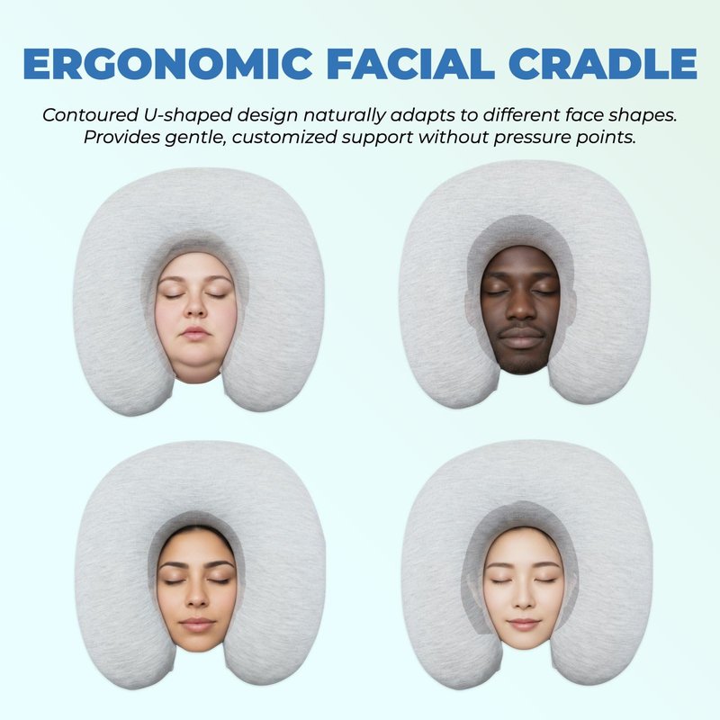 Face Down Pillow for Sleeping, BBL, Massage, Memory Foam, Face Cradle for Stomach Sleeping, Eye Surgery Vitrectomy Recovery Equipment, Prone Pillow for Home Massage, Removable and Washable Cover
