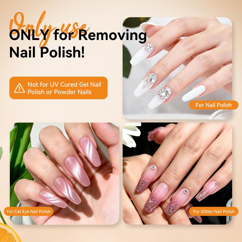 JODSONE Non-Acetone Nail Polish Remover - Gentle Formula with Vitamin E & Aloe | 6.09 Fl. Oz, Orange Scent
