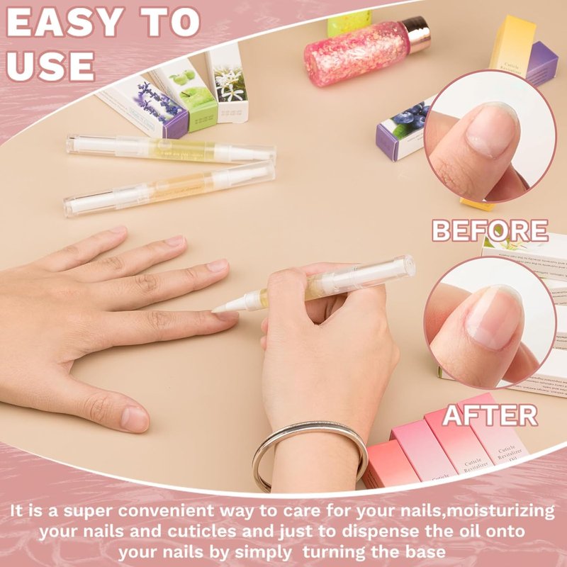 Meschett Cuticle Oil Pens - Revitalizing Nail Care with Soft Brush | Aloe & Jasmine Flavor (2PCS)