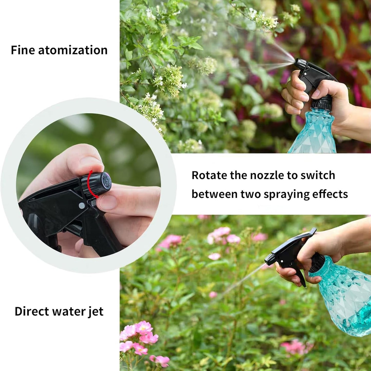 Wugongshan 500ml Spray Bottles - Reusable Adjustable Mist Sprayer for Cleaning & Gardening (Blue)