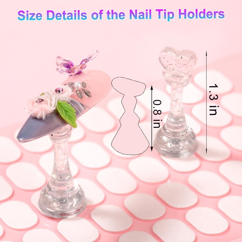 JINJINANV Nail Stand - Strong Magnetic Acrylic Holder for Press-Ons | Reusable Adhesive Tape, 1000 Practices