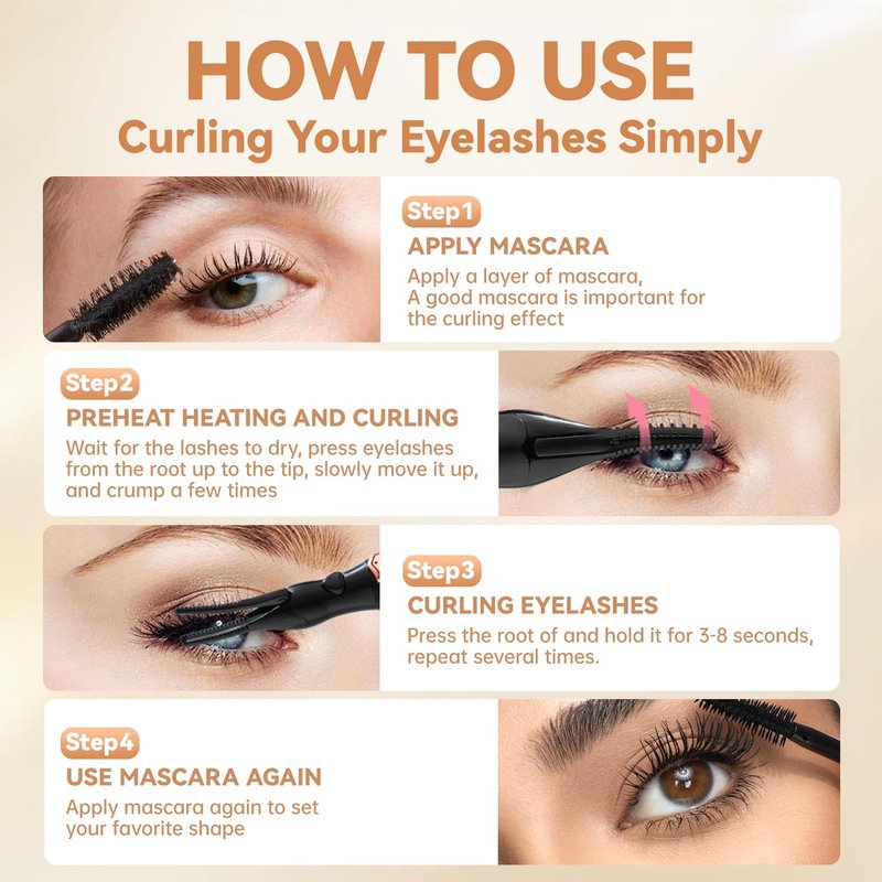 2026 Upgraded Heated Eyelash Curler - 2-in-1 Electric Lash Curler - 3 Temperature Modes/8s Quick Heat/USB Rechargeable Mini Electric Eyelash Curler-Natural Curling 24H Long-Lasting Curl