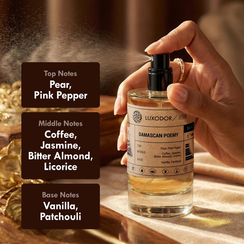 Luxodor Inspired by Y S.L's B.lack O.pium 3.4 fl. oz (100ml) Damascus Poemy with Pheromone Roll-On Oil 10 ml | Women’s Dupes Fragrances | Long Lasting Perfume Vanilla for Women | Womens Perfume